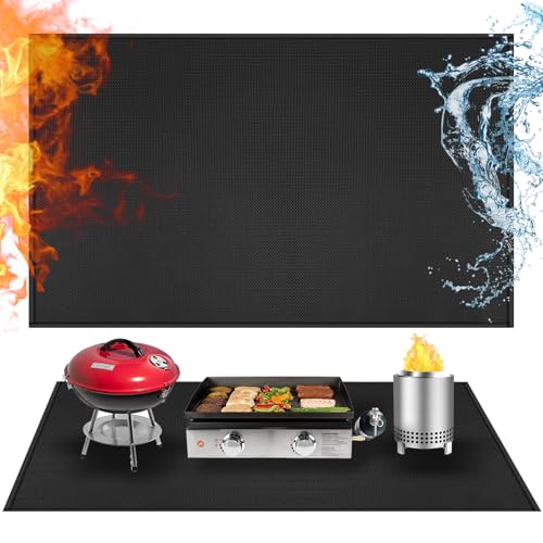 24x48in Heat Resistant Grill Mats for Outdoor Grill to Protect Your Prep Table and Outdoor Grill Table - Fire Proof & Water Proof & Oil Proof BBQ Mat - Black (0.6mm) - color: Black, size: 24x48x0.02in