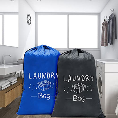 Sylfairy 2 Pack Extra Large Travel Laundry Bag, 24" x 36" Rip-Stop Dirty Clothes Organizer with Drawstring, Heavy Duty Travel Laundry Bag, Large Laundry Hamper Liner, Machine Wash (Navy+Black) - color: Navy+Black