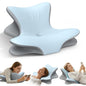 Cervical Neck Pillow for Pain Relief, Ergonomic Reading Pillow for Bed, Orthopedic Wedge Pillow Back Support Pillow, Contour Memory Foam Pillows for Sleeping, Couch Floor Use Lying Reading (Blue)