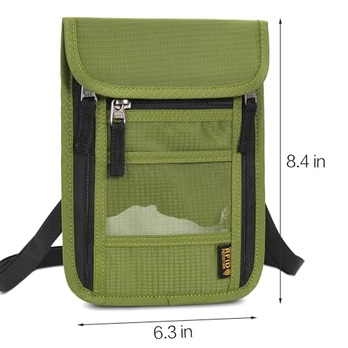Neck Wallet Lightweight RFID Blocking Waterproof Travel Pouch Passport Wallets for Women Men - color: B-Green