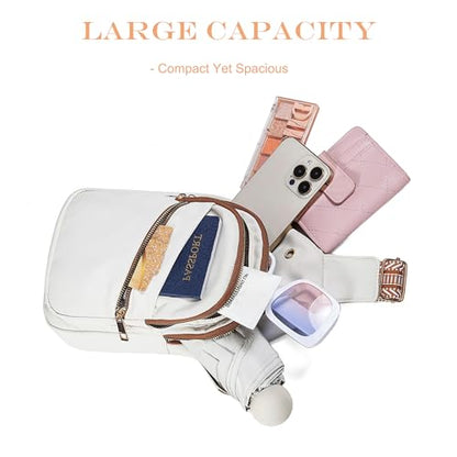 AOSTIHOT Crossbody Small Sling Backpack Sling Bag for Women, Chest Bag Daypack Crossbody for Travel Sport Running Hiking White Brown - color: Z-white Brown