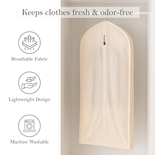 100% Cotton Garment Bag | Long | Breathable Garment Bags for Hanging Clothes | Garment Storage Bag for Long Dresses & Coats Storage | Pack of 1 (62 Inch) - size: 62 Inch
