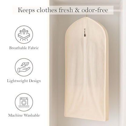 100% Cotton Garment Bag | Long | Breathable Garment Bags for Hanging Clothes | Garment Storage Bag for Long Dresses & Coats Storage | Pack of 1 (62 Inch) - size: 62 Inch