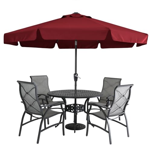 MASTERCANOPY 9ft Patio Umbrella with Valance, Crank and Tilt – 8 Ribs Outdoor Market Umbrella, UV/Fade Resistant, Waterproof Canopy with Wind Vent for Garden, Deck, Backyard, Pool (Burgundy) - color: Burgundy, size: 9FT