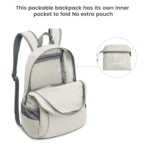 G4Free 20L Lightweight Packable Backpack Travel Hiking Daypack Foldable Backpack for Men Women - color: A-beige