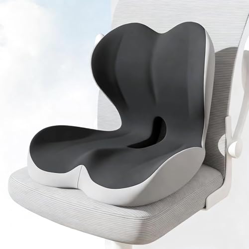 Seat Cushion for Truck Driver | Office Chair Seat Cushions for Office Chair with L-Shaped Ergonomic Design | Memory Foam Chair Cushion for Long Sitting Office Worker - color: Mixed Gray