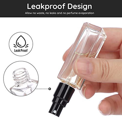 Segbeauty Mini Perfume Spray Bottles, 5 Set of 10ML Clear Glass Travel Perfume Atomizer Refillable, Empty Tiny Sprayer Fragrance Scent Sample Spray Containers Cosmetics Essential Oil Dispensing Bottle - color: Clear-black, style: Mini Bottles