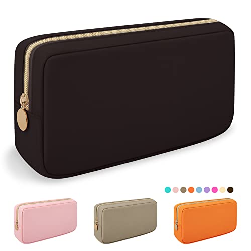 Nylon Small Makeup Bag Cosmetic Zipper Pouch for Purse, Preppy Makeup Bag Compact Make up Pouch Toiletry Bag, Waterproof Zipper Purse Travel Coin Pouch Storage Bag for Women Girls Teens(Black) - color: Black, size: Small