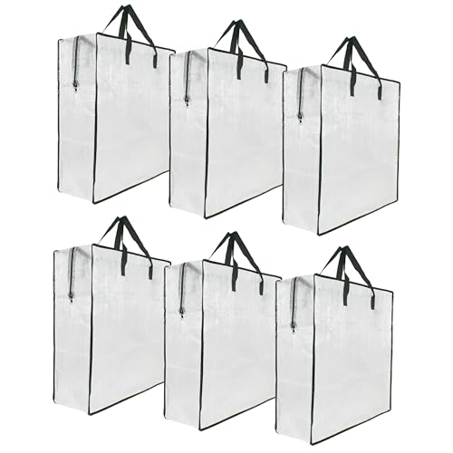 6 Pack Clear Storage Bags with Zipper and Handles, Blanket Bags For Closet Storage, Moving and Packing Supplies for College, Underbed Storage Organizer for Clothes Pillow Bedding Christmas Wreath - style: 6 Middle zipper