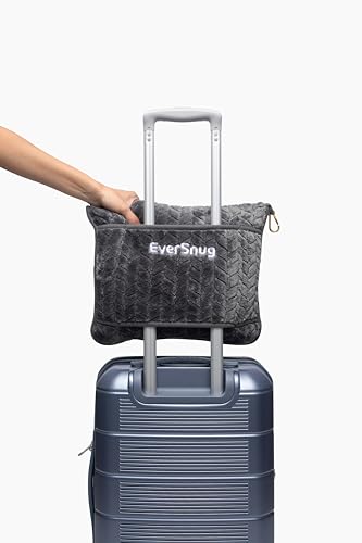 EverSnug Travel Blanket & Pillow 68x42 - Premium Ultra-Soft Microfleece 2 in 1 Compact & Packable Flight Blanket with Soft Bag Pillowcase, Hand Luggage Sleeve and Backpack Clip (Grey) - color: Grey