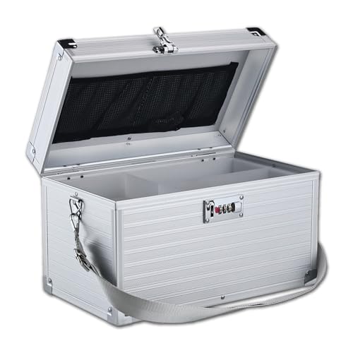 Combination Lock Box with Handle, Portable Multipurpose Locking Storage Case, Home Outdoor Security Lockbox, Organizer for Accessories Medicine Cosmetics Toys Tools (Stripe Silver, Large) - color: Stripe Silver, size: Large