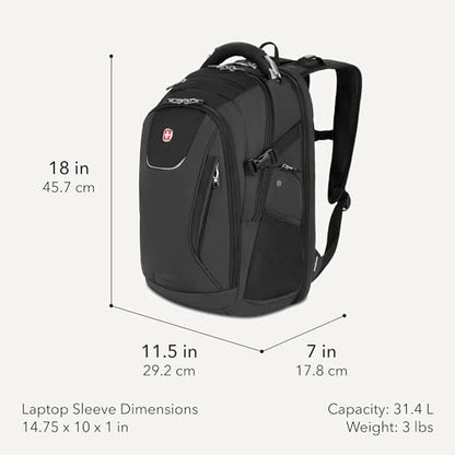 SwissGear Travel Tech Elite Laptop Backpack – Fits Laptops up to 16” – ScanSmart TSA-Friendly Backpack with USB Port, Shoe Compartment & Organizer Pockets – Heather Grey - color: Heather Grey, style: Travel Tech Elite