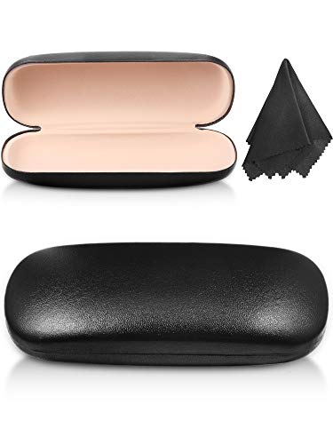 Frienda 3 Pieces Hard Shell Glasses Case Eyeglass Case Protective Sunglass Holder with Cleaning Cloth for Men Women Unisex - color: Black