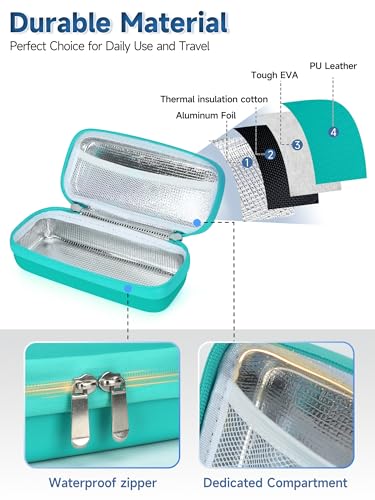 YOUSHARES Insulin Vial Cooler Travel Case - TSA Approved Diabetes Carrying Bag Keep Medicine Cool, Peptide Medication Organizer Small Bottle Protector, Refrigerated Pack with Protective Ice Brick - color: 01 Green