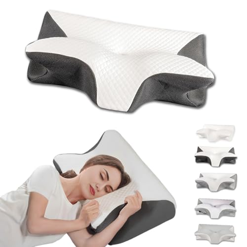 Cervical Pillow for Neck Pain Relief, Ergonomic Contour Orthopedic Pillow for Sleeping Shoulder Pain & Support, Cozy Memory Foam Neck Pillow with Pillowcase for Side Back Stomach Sleeper(Black) - color: Black