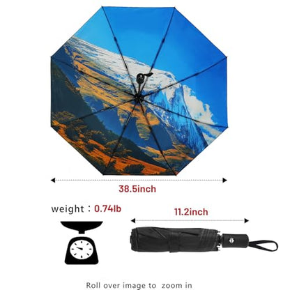 SY COMPACT Travel Umbrella - Windproof Automatic Compact Umbrella for Rain, Lightest 8-Rib, Small, Strong & Portable, Durable Grip, Fits Backpack & Car, Factory Direct (UV Available) - color: UPF-Snow Peak