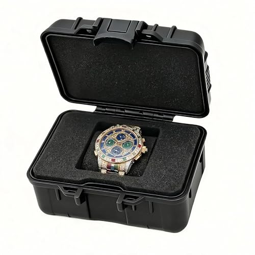Waterproof & Shockproof Travel Watch Case - Durable Hard Storage Box for Travel, Sports & Outdoor & Daily Protection - Hard Protective Case Compatible with Apple Watch, Smartwatches and Wristwatches - color: Black