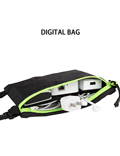 GOX Ultra Light Carry On Small Zipper Pouch, Toiletry Bag, Packing Sack, Makeup Bag, Digital bag,Watre Repellent Nylon (Black) - color: Black