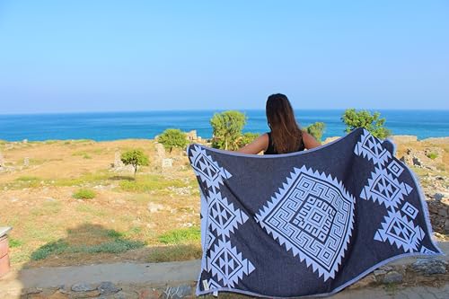 Bersuse 100% Cotton Yucatan Turkish Towel - 39x71 Inches, Black - color: Black