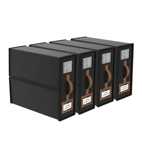 4 Pack Foldable Bed Sheets Set Organizers and Storage(King & Queen Size),Linen Fabric Closet Organizers with Window,Folding Bedding Storage Box for Bedsheets and Pillow Cube Organizer-Black - color: Black, size: 4 Pack-King Size-3.7 Gal