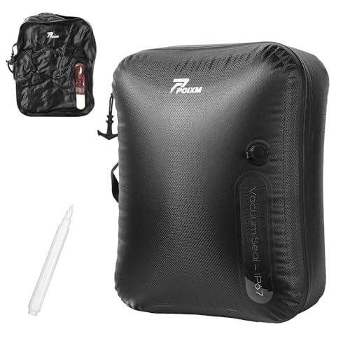 Vacuum Bags for Travel, 180° Open Zipper, IP67 Waterproof, Reusable Space Saver Compression Bags for Backpack, Suitcase(1 Pack, No Pump) - color: Black - 1PC, size: Medium