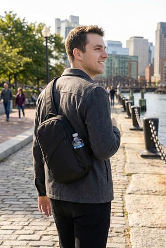 Anti-Theft Classic Crossbody Sling Bag, RFID-Blocking, Slash-Resistant with Locking Zippers for Travel & Everyday City Use - color: Black