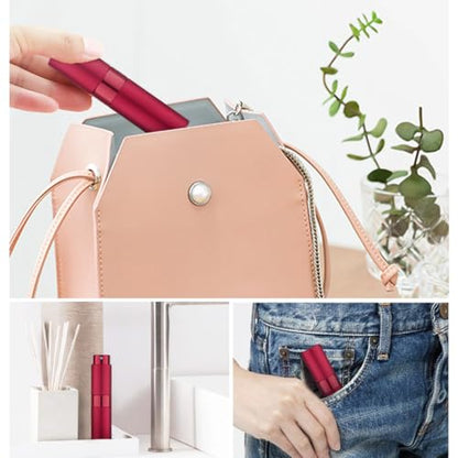 LISAPACK 8ML Atomizer Perfume Spray Bottle for Travel, Empty Refillable Cologne Dispenser, Portable Sprayer (Wine Red) - color: Wine Red