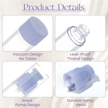1oz 30ml Airless Pump Bottles, Refillable Leak Proof Travel Pump Bottle Toiletry Cosmetic Skincare Containers for Lotion Toner Gel Foundation (3 Pieces) - color: Green Blue Purple