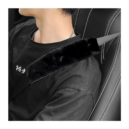 Ziciner 2 Packs Car Seatbelt Covers Shoulder Pad, Universal Soft Faux Sheepskin Shoulder Cover for Comfortable Driving, Fluffy Seat Belt Protector Help to Protect Your Neck and Shoulder (Black) - color: Black