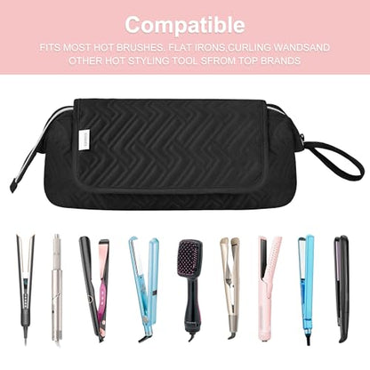 Leudes Hair Tools Travel Bag for Women Heat Resistant Mat for Travel Essentials Hot Tools Straighteners,Flat Irons,Curling Iron,Hot Air Brushes and Hair Dryer Organizer Bags 2 in 1 (BlackA) - color: BlackA