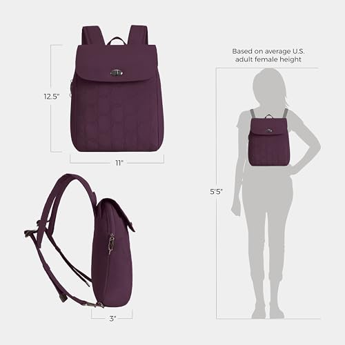 Travelon Anti-Theft Runways Compact Backpack - color: Plum