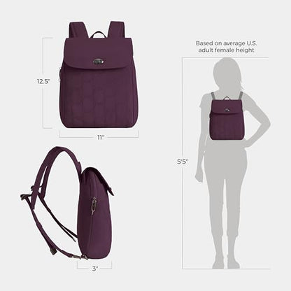 Travelon Anti-Theft Runways Compact Backpack - color: Plum