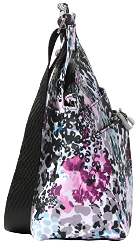 Baggallini Crossbody Travel Bag 11x8.5 Lightweight Water-resistant Nylon Handbag - color: Abstract Cheetah