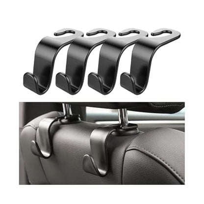 Car Back Seat Headrest Hooks, 4 Pack Black Stylish Back Seat Hanger for Car Handbag Clothes Coats Grocery Bags, Car Interior Accessories (Black2) - color: Black2