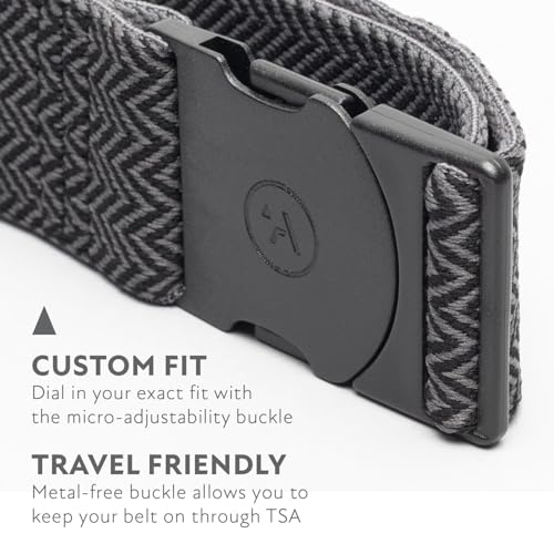 Arcade The Original Unisex Adventure Belt, Heavy Duty Elastic Webbing, Non-Metal Travel Friendly Buckle - color: Ranger Hemingway - Black/Black