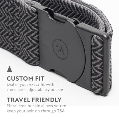 Arcade The Original Unisex Adventure Belt, Heavy Duty Elastic Webbing, Non-Metal Travel Friendly Buckle - color: Ranger Hemingway - Black/Black
