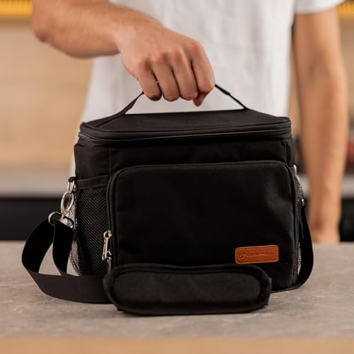 Carrywell (Not Made In China) Insulated Lunch Bag For Men, Men's Lunch Box, Leakproof, Collapsible, Soft Sided Cooler W/Adjustable Shoulder Strap, Black - color: Black