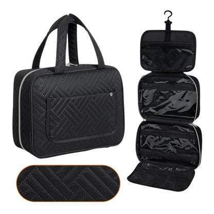 Hanging Toiletry Bag for Women Cosmetic Toiletries Travel Bag, Black - color: Black