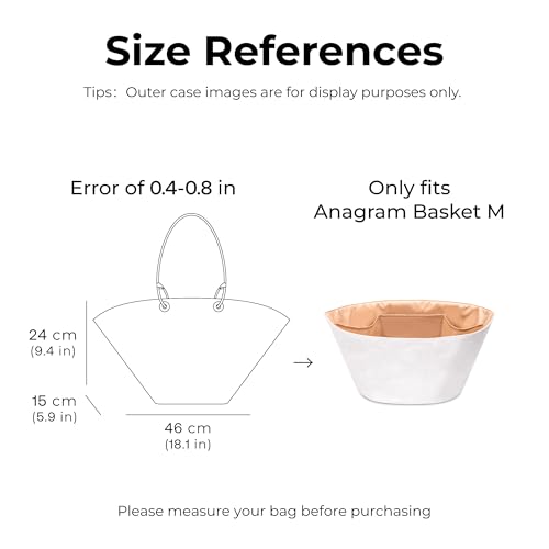 Purse Organizer Insert for Loewe Anagram Basket M Handbag, Custom Fit Inside Premium Vanile Lightweight WaterResistant Tote Bag Insert Accessories - color: Vanile, size: Fits-Anagram Basket M