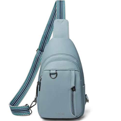 LATMAP 7L Sling Bag for Women Men Leather Small Sling Backpack Daypack Anti Theft Fanny Pack Crossbody Purse Travel - color: Regular Size-blue