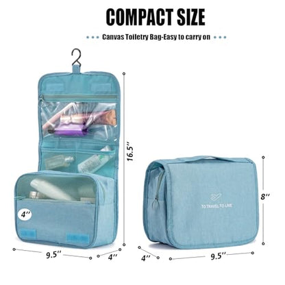L & FY Hanging Travel Toiletry Bag Women's Cosmetic Organizer Makeup Pouch Men's Shaving Kits With Handle (Denim Grey) - color: Denim Grey, size: Compact Size