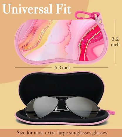 Sunglasses Case Soft Glasses Cases for Women Pouch Eyeglass Bag Eye Glass Kids Girls Sun Glasses Cute Kawaii - color: Marble Pink