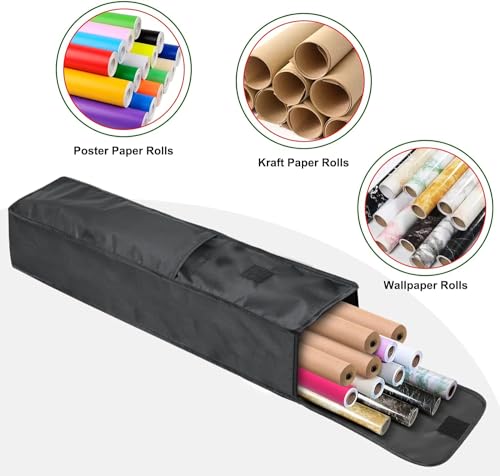 Christmas Wrapping Paper Storage Containers,30 Inch Gift Wrapping Organizer Storage,Fits 9 Standard Rolls of Wrapping Paper,600D Breathable Fabric, Square - color: Black-30in-1p