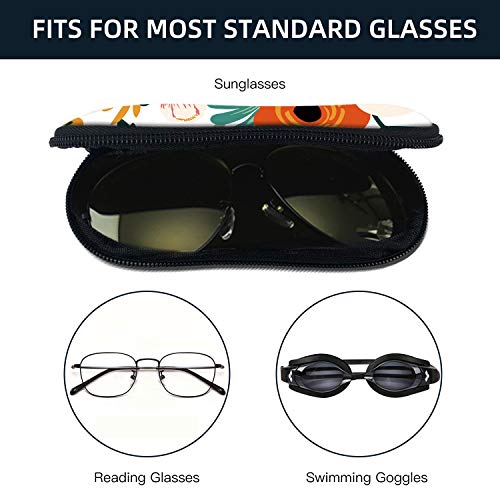 Sunglasses Soft Case with Carabiner Ultra Light Neoprene Zipper Glasses Case - color: Flower