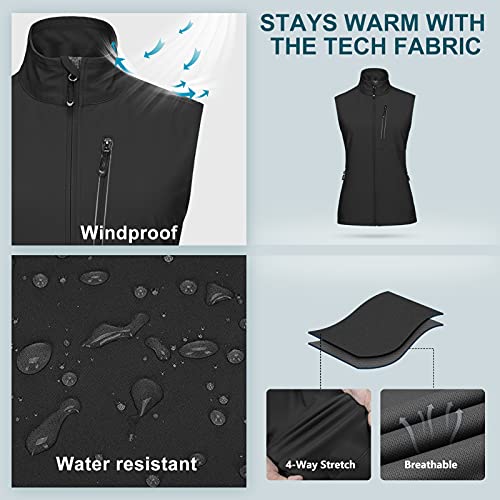 33,000ft Women's Lightweight Running Vest Outerwear with Pockets, Windproof Sleeveless Jacket for Golf Hiking Travel - color: Black-1, size: X-Small