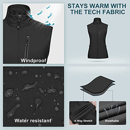 33,000ft Women's Lightweight Running Vest Outerwear with Pockets, Windproof Sleeveless Jacket for Golf Hiking Travel - color: Black-1, size: XX-Large