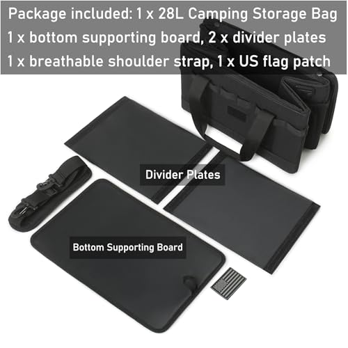 Tactical Camping Storage Bag 28L Tactical Utility Tote Bag Camping Cookware Organizer Trunk Organizer - color: Black