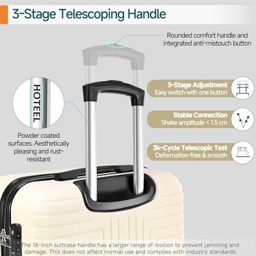 Hoteel Luggage Sets 5 Piece, 4-Year Warranty, Durable Suitcase Set with Spinner Wheels, 100% PC Hard Shell Lightweight Luggage with TSA Lock, Large Checked Travel Suitcases, Beige(20/24/28/DB/TB) - color: Beige, size: 20/24/28/TB/（DB/BP）