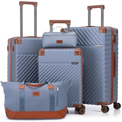 Cosbarn Luggage Sets 5 Piece with TSA Lock Spinner Wheels, Unisex Hard Case ABS Suitcase Set, Hardshell Lightweight Waterproof Travel Hardside Suitcases with Wheels for Women Men, Sky Blue - color: SkyBlue, size: 5 Piece Sets (20/24/28/Db/Tb)