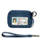 Keychain Wallet for Women Mini Zip Card Holder with ID Window Coin Purse Detachable Wristlet Small Wallets navy blue - color: Navy Blue